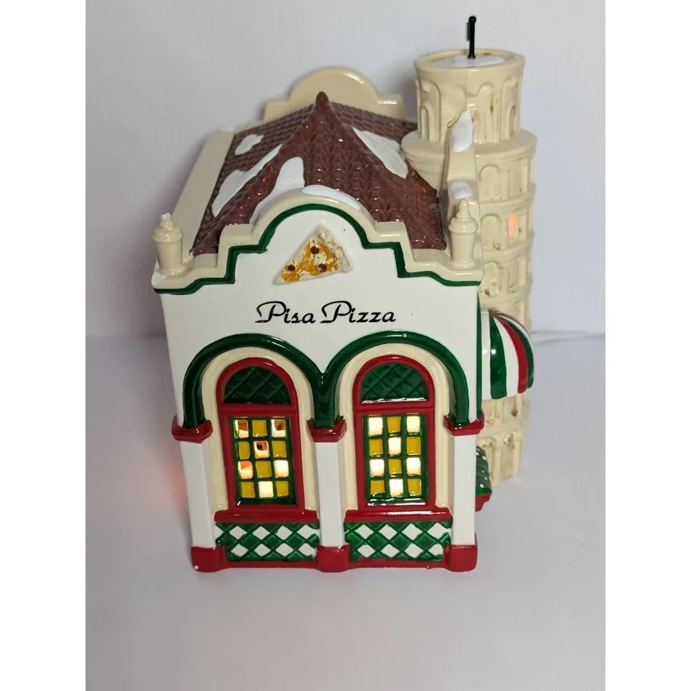 Department 56 Snow Village Pisa Pizza Lighted Building #54851 Vintage 1995 MINT - Picture 9 of 12